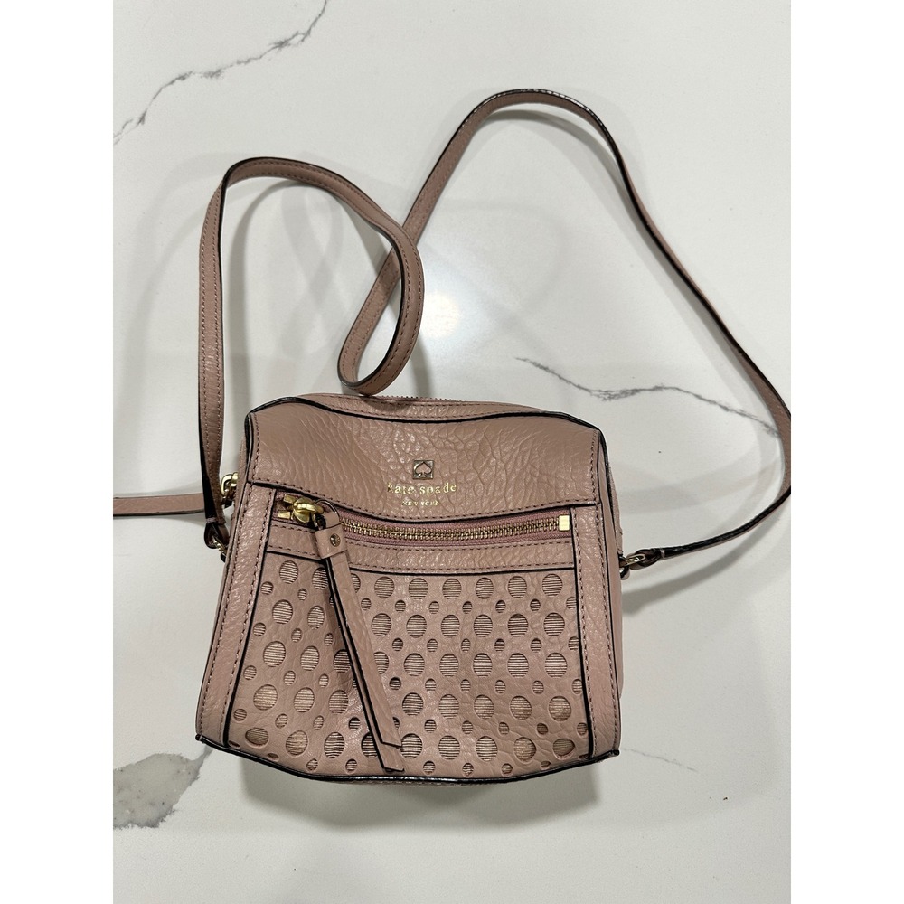 Kate Spade New York Dusty Rose Pebbled Leather Perforated Crossbody Bag